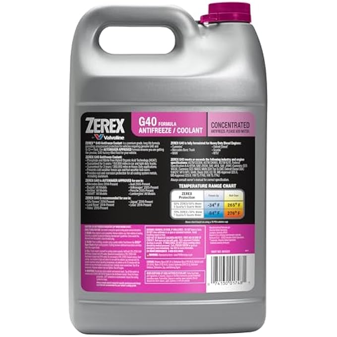 Zerex G40 PHOSPHATE AND NITRITE FREE CONCENTRATE ANTIFREEZE/COOLANT 1 GA - Image 2